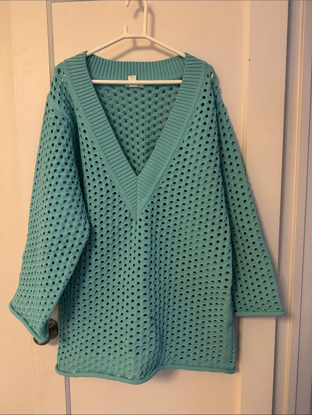 H&M Teal Open-Knit V-Neck Swim Coverup